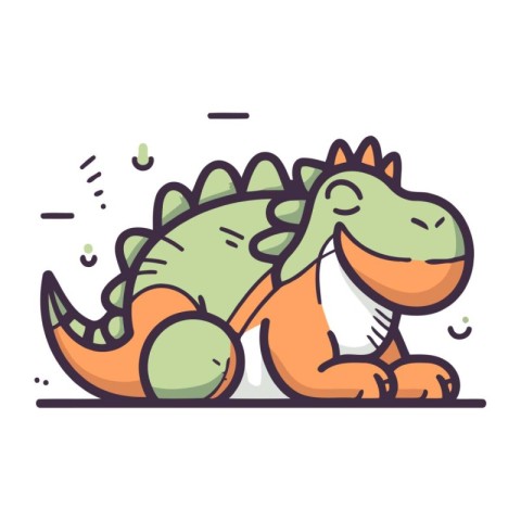 Cute cartoon dinosaur. Vector illustration in flat style. Cute s