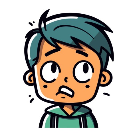 Illustration of a boy with a sad expression on his face.