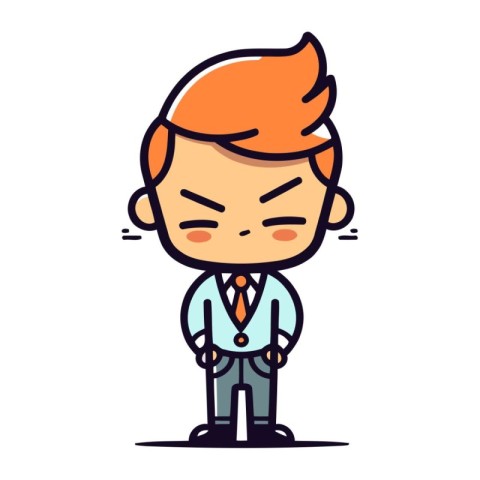 Businessman with angry facial expression. Vector illustration in