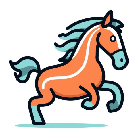 Running horse. Vector illustration. Isolated on a white backgrou