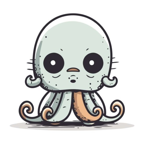 Cute cartoon octopus. Vector illustration isolated on white back