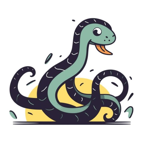 Cute cartoon snake. Vector illustration. Isolated on white backg