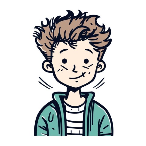 Vector illustration of a young man with a smile on his face.