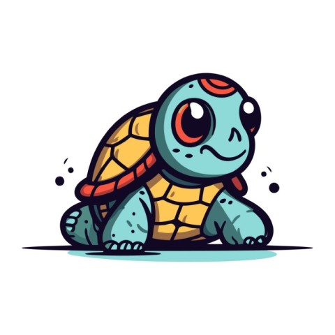 Cute cartoon turtle. Vector illustration of a cute little turtle