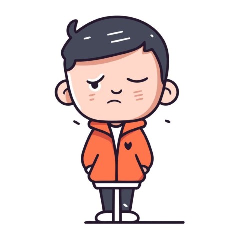 Sad boy cartoon character. Vector illustration of sad boy cartoo