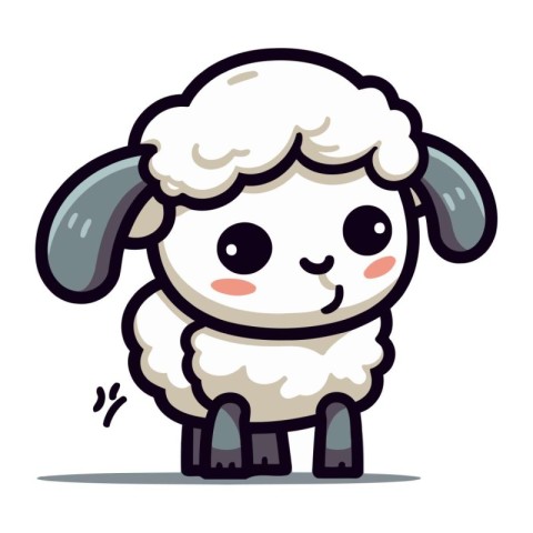 Cute cartoon sheep. Vector illustration isolated on a white back