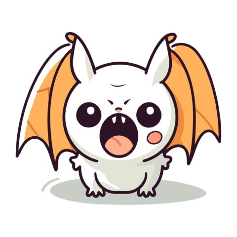 Cute little bat. Vector illustration. Isolated on white backgrou