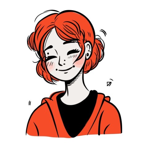 Portrait of a red haired girl with freckles.