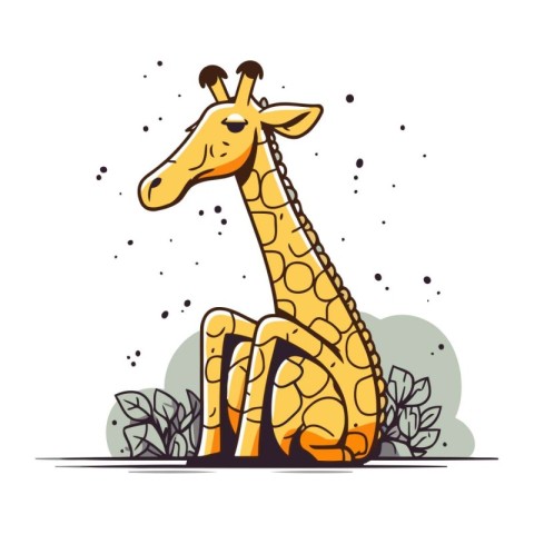 Giraffe on a white background. Vector illustration in cartoon st