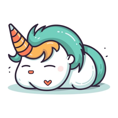 Cute cartoon unicorn with horn. Vector illustration. Isolated on