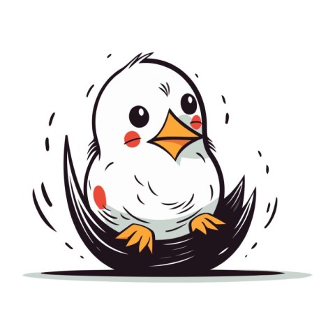 Cute cartoon snowman in the nest. Vector illustration isolated o