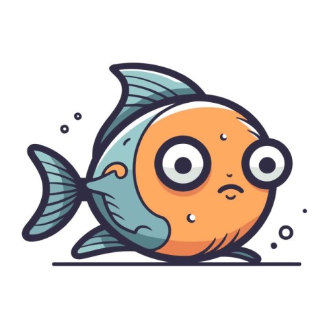 Cartoon funny fish. Vector illustration. Isolated on white backg