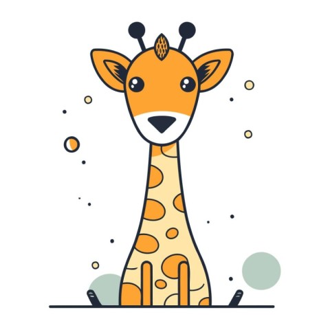 Cute cartoon giraffe. Vector illustration in flat linear style.