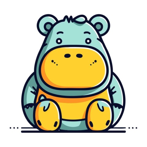 Cute hippopotamus character. Vector illustration in cartoon styl