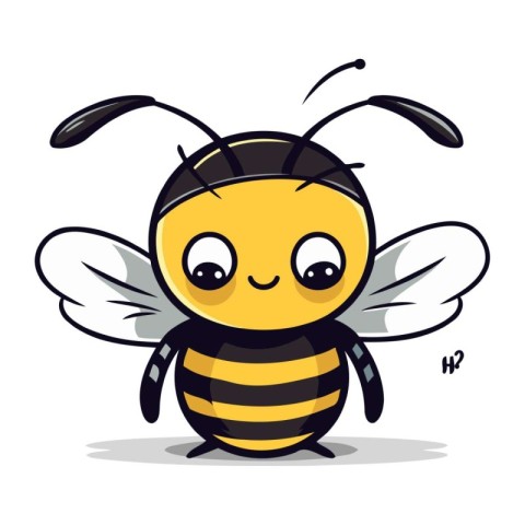 Cute cartoon bee. Vector illustration isolated on a white backgr