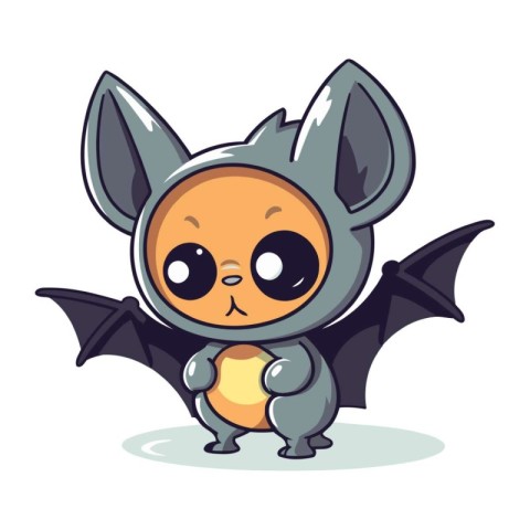 Cute cartoon bat. Vector illustration isolated on a white backgr