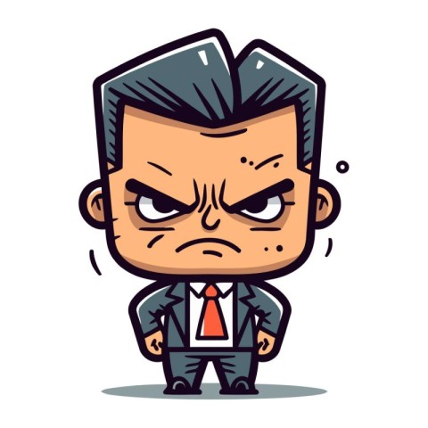 Angry Businessman Cartoon Mascot Character Vector Illustration.
