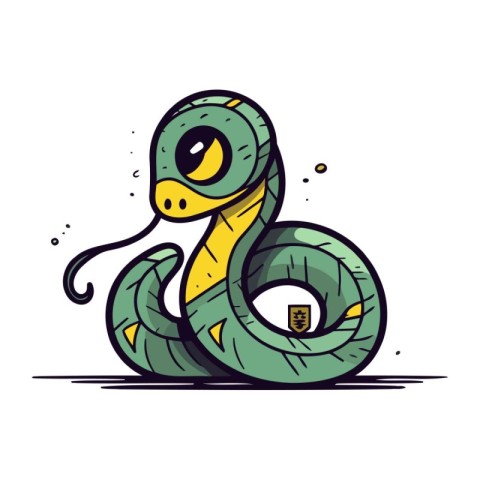 Cute cartoon snake. Vector illustration. Isolated on white backg