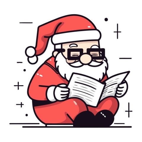 Santa Claus reading a book. Vector illustration of Santa Claus r