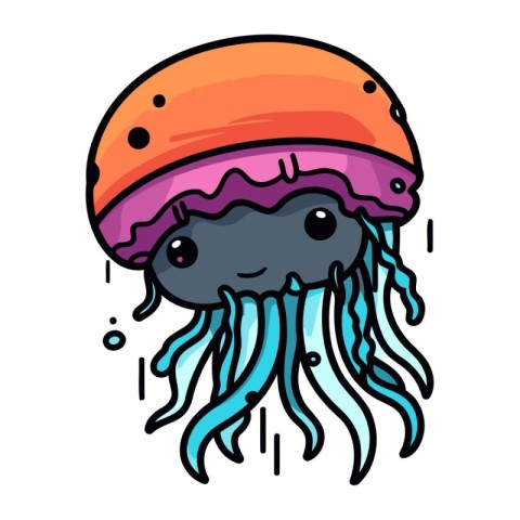 Cartoon jellyfish. Vector illustration of a cute jellyfish.