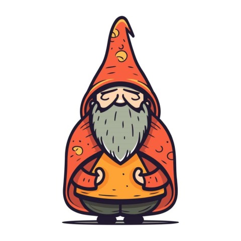 Cartoon gnome. Vector illustration. Isolated on white background