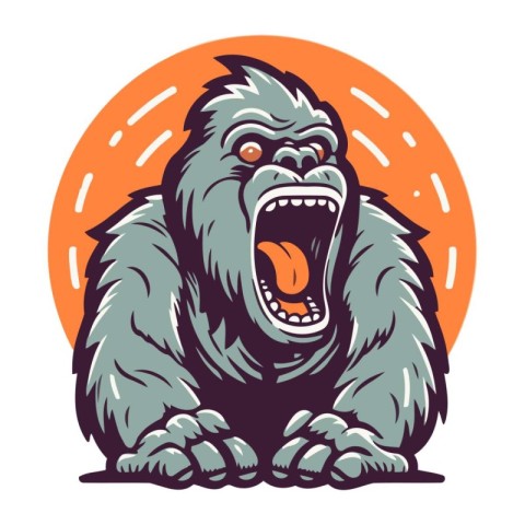 Gorilla angry cartoon mascot vector illustration. Mascot design