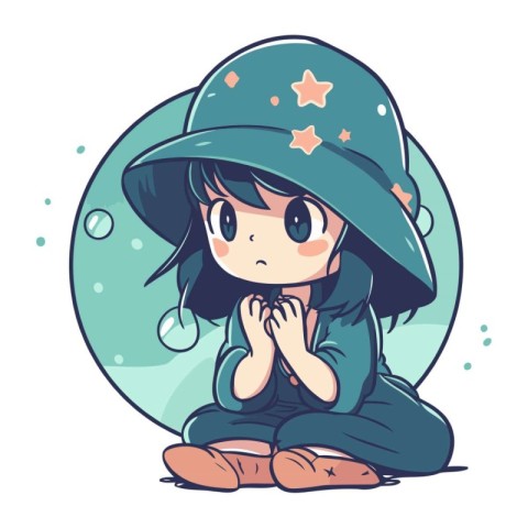 Illustration of a Cute Little Girl Posing in a Hat