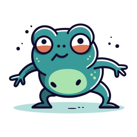 Funny cartoon frog running. Vector illustration. Isolated on whi