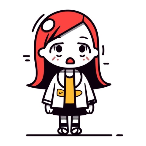 Illustration of a cute little girl in school uniform. Vector.