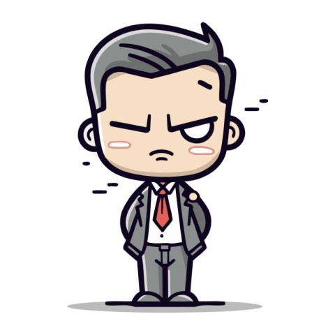 Angry boss character design. Vector illustration. Businessman ic