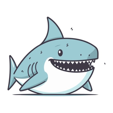 Cartoon shark. Vector illustration. Isolated on white background