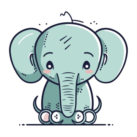 Cute cartoon elephant. Vector illustration. Isolated on white ba