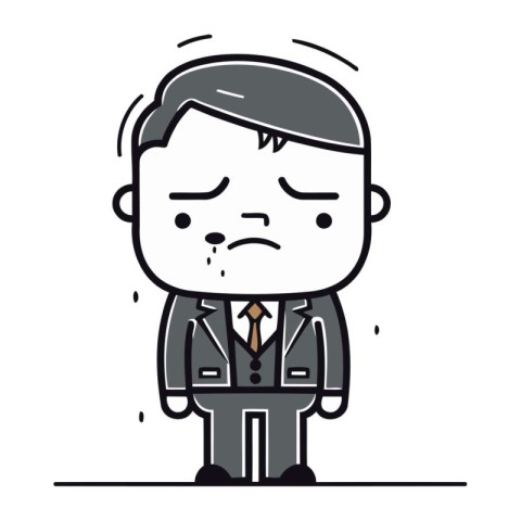 Sad businessman cartoon character. Vector illustration. Business