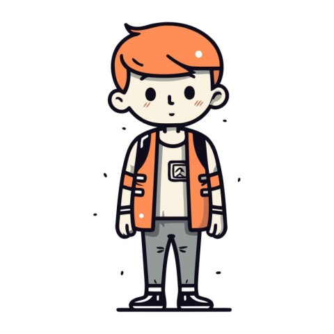 Cute cartoon boy vector illustration. Cute schoolboy standing.