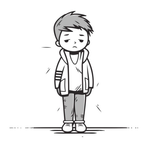 Boy feeling sad. sketch for your design. Vector illustration EPS