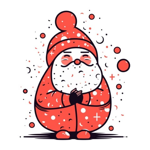 Cute hand drawn Santa Claus. Vector illustration. Isolated on wh