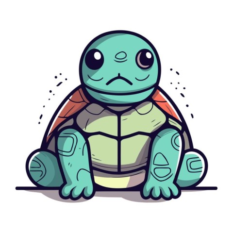 Cute cartoon turtle. Vector illustration of a funny tortoise.