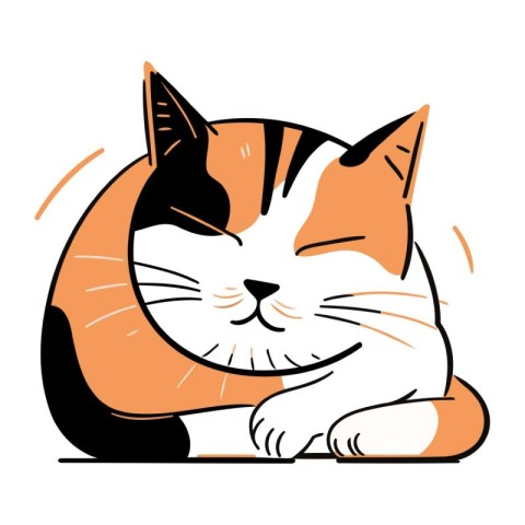 Vector illustration of cute cat. Isolated on a white background.