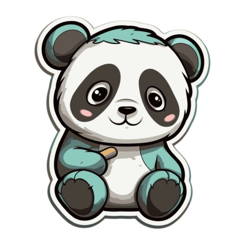 Cute cartoon panda bear. Vector illustration isolated on white b