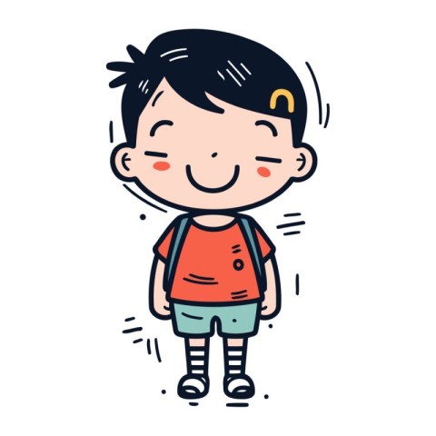 Cute little boy with backpack. vector illustration in cartoon st