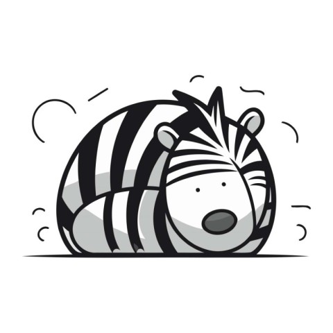 Cute zebra. Hand drawn vector illustration in cartoon style.