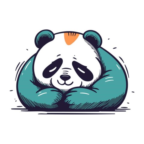 Cute panda sleeping on its back. Vector illustration in cartoon