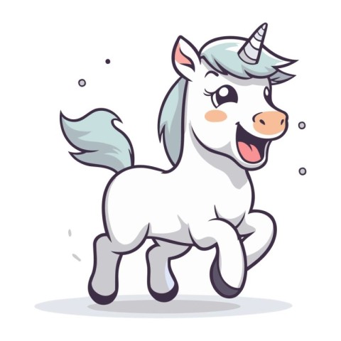 Cute cartoon unicorn. Vector illustration isolated on a white ba