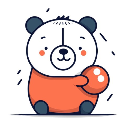 Cute cartoon bear with a ball. Vector illustration in flat style