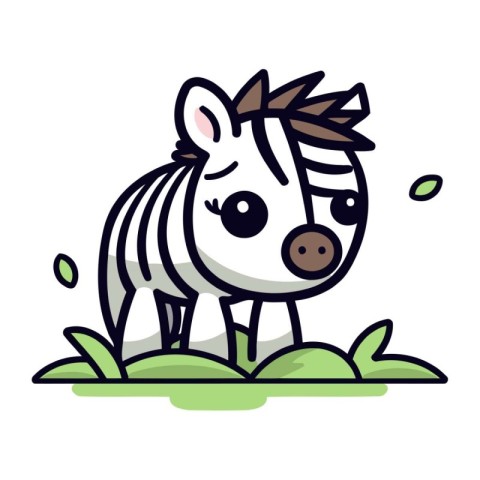 Cute Zebra Vector Illustration. Cute cartoon animal.