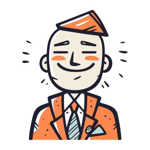 Vector illustration of a happy man in a suit. Cartoon style.