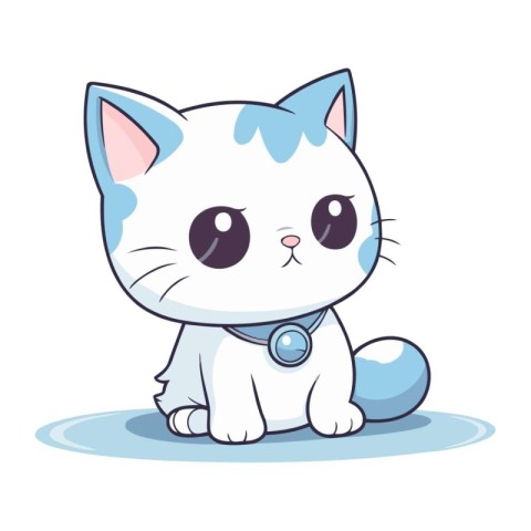 Cute cartoon cat with a stethoscope. Vector illustration.