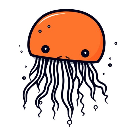 Cute jellyfish isolated on a white background. Vector illustrati