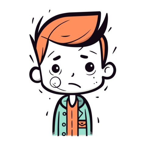 Illustration of a boy with a sad expression on his face.