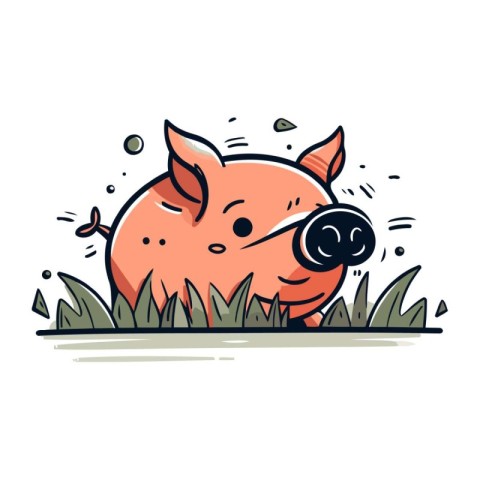 Piggy bank in the grass. Vector illustration of a piggy bank.